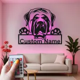 Cartel de metal personalizado con luz LED de mastín, regalo para amantes de los perros, decoración de sala de estar