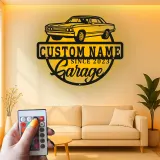 Custom Classic Car Led Light Metal Wall Art Personalized Garage Gift for Him Man Cave Decor 2