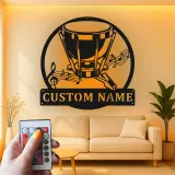 Cartel de metal LED de batería Regalo para músico con nombre Decoración de estudio o sala de música