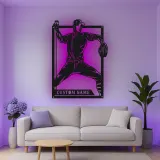 Insegna in metallo personalizzata con luce LED per lanciatore di baseball - Regalo personalizzato per appassionati di sport e decorazione per sala giochi