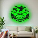 Personalisierte LED-Metall-Wandkunst mit Entenjagd-Motiv – Geschenk für Jäger, Männerhöhle oder Hüttendeko
