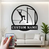 Custom Pole Vault Metal Art | Personalized LED Name Sign for Athletes | Track & Field Wall Decor | Senior Night Gift for Vaulters