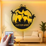 Cartel de metal LED personalizado de trineo de Santa regalo de Navidad para familias decoración festiva de sala de estar