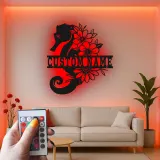 Custom Seahorse Name Sign | Floral Metal Wall Art with LED | Ocean Decor for Beach House | Personalized Nautical Gift