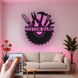Cartel de metal personalizado con luz LED de juego de herramientas regalo para el manitas decoración de garaje o taller 1