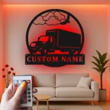 Insegna in metallo LED personalizzata per camion, regalo per camionisti, decorazione per garage per appassionati di camion 1