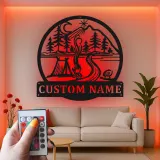 Décoration murale en métal LED personnalisée sur le thème du camping