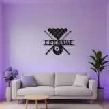 Arte murale in metallo LED Biliardi Personalizzata | Insegna per sala giochi di Pool Room | Decorazione illuminata 8 Ball e Stecca | Regalo per sala giochi per lui