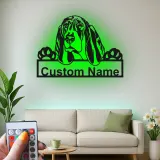 Personalisierte Bloodhound Led-Beleuchtung Metall-Wandkunst Geschenk für Hundeliebhaber Wohnzimmer Haustier-Dekoration