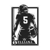 Personalized Football Player Metal Wall Art | Custom LED Sign with Name & Number | Teen Room Decor | Athlete Gift