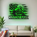 Custom Wolf Howling with Mountains Led Light Metal Wall Art Personalized Gift for Nature Lovers Rustic Cabin Decor