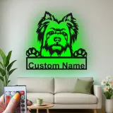 Custom Yorkshire Terrier Led Light Metal Wall Art Personalized Dog Lover Gift Living Room Pet Decor