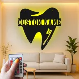 Insegna in metallo LED personalizzata a forma di dente decorazione ufficio dentistico regalo insegna per clinica dentale