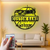 Personalisierte LED-Garagenschild | Metall-Wandkunst für Auto-Enthusiasten | Werkstatt-Dekor | Geschenk für Man Cave