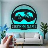 Custom Ski Goggles Led Light Metal Wall Art Personalized Skiing Gift for Him Ski Lodge Decor