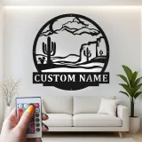 Custom Desert Landscape Led Light Metal Wall Art Personalized Gift for Nature Lovers Living Room or Patio Decor