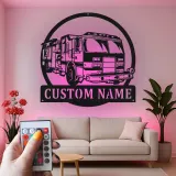Personalized Firefighter LED Sign | Custom Metal Wall Art | Fire Station Decor | Gift for American Hero