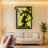 Custom Lacrosse Player Led Light Metal Wall Art Personalized Gift for Lacrosse Enthusiasts Game Room Sports Decor