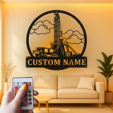 Custom Oil Rig Metal Wall Art | Personalized Drilling Derrick LED Sign | Industrial Oilfield Decor | Gift for Worker