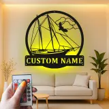 Personalized Sailboat Metal Wall Art | LED Nautical Ship Sign | Custom Sailor Gift & Coastal Home Decor