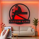 Personalisierte Eisenarbeiter LED Schild | Individuelles Metallschild | Stahlarbeiter Namensschild für Werkstatt & Garage | Geschenk für Ihn