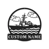 Arte in Metallo LED Personalizzata della Nave Cacciatorpediniere della Marina | Regalo Personalizzato per Marinai | Decorazioni per Veterani