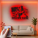 Insegna in metallo LED personalizzata con bandiera americana per saldatori, regalo personale per saldatori, decorazione per garage o laboratorio