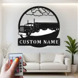 Custom Semi Truck Led Light Metal Wall Art Personalized Gift for Truckers Garage or Man Cave Decor 15