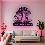 Personalisierte Pilz-Metallschild | LED Fungi Wandkunst | Vintage Wald Dekor für Naturliebhaber | Geschenk für Büro & Zuhause