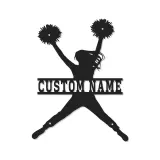 Insegna in metallo LED a silhouette di cheerleader personalizzata regalo per appassionati di cheer decorazione camera
