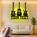 Insegna LED personalizzata a forma di chitarra | Decorazione murale in metallo personalizzata per sala musica | Regalo per musicisti | Arredo da parete per chitarristi