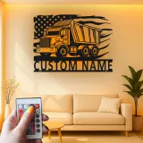 Insegna in metallo LED personalizzata a tema camion ribaltabile regalo per appassionati di camion decorazione per garage o man cave 9