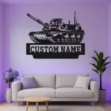 Arte in Metallo Tank Militare | Insegna LED Personalizzata con Nome per Soldato | Decorazione per Man Cave e Garage
