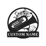 Insegna in metallo personalizzata con tuba LED - Regalo per musicisti - Decorazione per amanti della musica