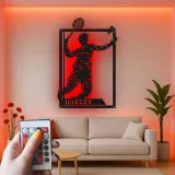 Insegna in metallo personalizzata con luce LED per giocatori di tennis - Regalo per appassionati di tennis e decorazione per sale giochi