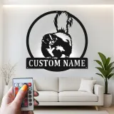 Custom Skunk Metal Wall Art | Personalized LED Name Sign for Cabin & Lodge | Realistic Wildlife Silhouette Decor
