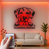 Cartel de metal LED personalizado de Dálmata, regalo para amantes de los perros, decoración para el salón
