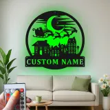 Cartel de metal personalizado de trineo de Santa | Decoración mural navideña LED | Placa de nombre personalizada para hogares y oficinas