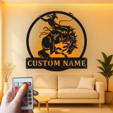 Custom Rodeo Cowboy Led Light Metal Wall Art Western Gift for Him Man Cave Rustic Decor
