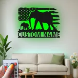 Décoration murale en métal personnalisée Elephant Family avec rétroéclairage, cadeau personnalisé pour les amoureux de la faune