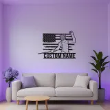 Personalized Fencing LED Sign | Custom Fencer Name Wall Art | USA Flag Metal Decor for Athlete Gift