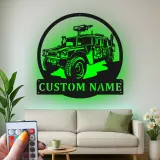 Custom Humvee Metal Sign | LED Tactical Vehicle Art | Personalized Army Gift for Soldier | Man Cave Wall Decor