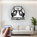 Insegna in metallo LED Donkey Duo personalizzata regalo rustico per la casa