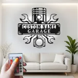 Insegna LED personalizzata per garage | Arte murale in metallo personalizzata | Decorazione officina meccanica e regalo per papà