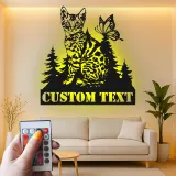 Cartel de metal personalizado con gato y mariposa y luz LED, regalo para amantes de mascotas, decoración para dormitorio o salón