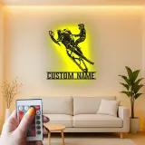 Panneau LED de Motoneige Personnalisé | Art Murale en Métal Personnalisé pour Motard | Décoration de Garage de Sports Extrêmes | Cadeau d'Aventure d'Hiver