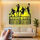 Insegna in metallo LED personalizzata per giocatore di basket - Regalo personalizzato per appassionati di sport e decorazione per sala giochi