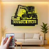 Personalisierte LED-Metall-Wandkunst mit Bagger-Motiv – Geschenk für Bauprofis, Garage oder Werkstatt 3