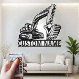 Custom Excavator Led Light Metal Wall Art Personalized Gift for Construction Enthusiasts Office or Garage Decor