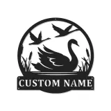 Cartel de Metal LED de Cisne Personalizado | Arte Mural de Escena de Estanque Personalizada | Regalo para Amantes de la Naturaleza y Decoración de Granja Moderna